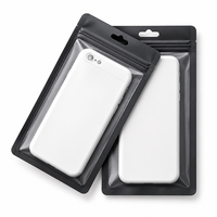 Étui de téléphone en plastique transparent imperméable et durable avec fermeture éclair, emballage pour accessoires de téléphone portable, pochette personnalisable en carton