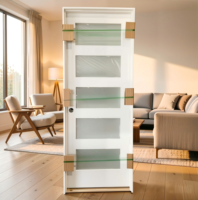 Porte de salle de bain en verre dépoli au design moderne 5 Lite, porte de cuisine insonorisée en MDF à âme pleine, porte intérieure en verre HDF pour maisons