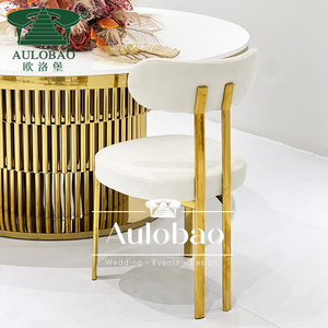 Gold Stainless Steel Frame White <b>Velvet</b> Modern Metal Wholesale Wedding <b>Chairs</b> - Product Image 4
