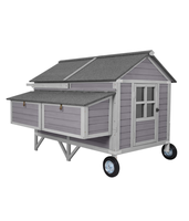 Poulailler en bois mobile poulailler avec nichoir, grande cage à volaille mise à niveau avec cadre en fer solide, durable et étanche