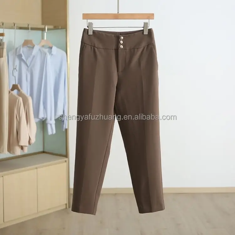 2022 summer wide leg trousers straight cotton linen fashion all-match blue casual pants women's clothing