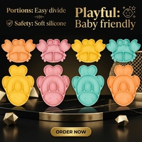 Assiette bébé en silicone personnalisée OEM avec base à ventouse, motif animal mignon, pour la vente en gros