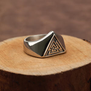 Retro Stainless Steel Men's <b>Ring</b> With Viking Triangle Symbol Geometric Design Gift Jewelry - Product Image 2