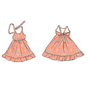 Cd3-1 Impression personnalisée en 3-7 jours, Robe d'automne pour filles, longueur genou, bretelles métalliques réglables, dos en dentelle, bretelles papillon, en coton - Product Image 3