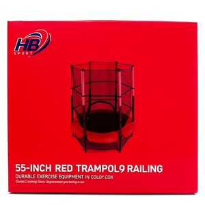 Trampoline rouge de 55 pouces avec barrière, équipement d'exercice durable dans une boîte colorée - Product Image 2