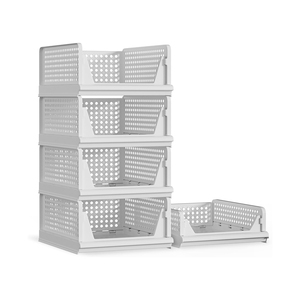 Assemblage Tiroir de rangement pliable pour vêtements Tiroir à cloisons en couches Étagère en plastique Armoire Boîte de rangement pour chambre à coucher - Product Image 1