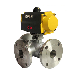 COVNA Vanne à boisseau sphérique à commande pneumatique, 3 voies, raccord L/T, à bride en acier inoxydable, Réduction tarifaire, Vente de liquidation B2B - Product Image 1