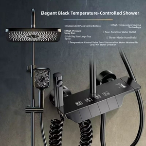欧美畅销书豪华雨水混合器系统恒温钢琴键淋浴套装4模式4-欧美出口 - Product Image 2