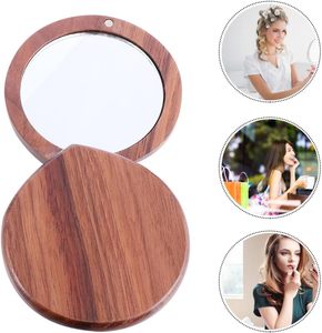 <span class=keywords><strong>Miroir</strong></span> de poche magnétique pratique en bois de noyer noir en forme de goutte d'eau, haute définition - Product Image 4