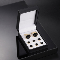 Prêt à expédier bricolage goutte d'huile noire plaqué or 8 pièces boutons de manchette pour hommes ensemble de clous pour cadeau de fête de mariage