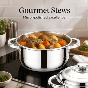 Ustensiles de cuisine en acier inoxydable brillant, produit utile pour la cuisine à domicile, ensemble de casseroles multi-tailles, compatible avec tous les types de cuisinières courantes - Product Image 5