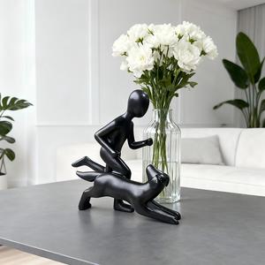 Estatuas Abstractas de Arenisca Hechas a Medida de Personas y Perros Corriendo, Figuras Artísticas - Product Image 2
