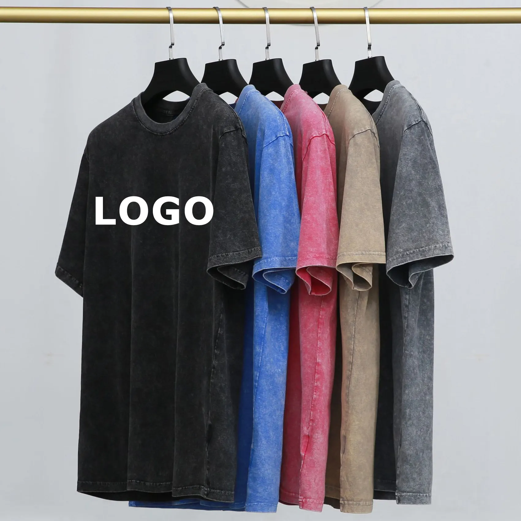 Cheap wholesale 100% washed heavy cotton vintage custom embroidery heat transfers printing graphic blank t shirts for men
