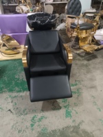 Chaise de lavage de cheveux pour salon de beauté, en cuir, métal, bois, avec pompe hydraulique réglable, couleur et matériau au choix