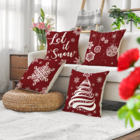 Vente en gros Housse de coussin de Noël en coton et lin imprimé Taie d'oreiller décorative