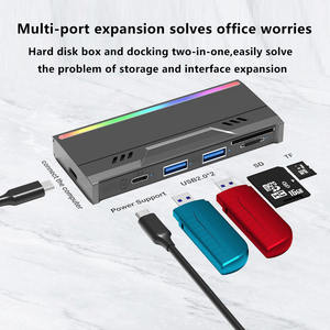Kotak SSD M.<span class=keywords><strong>2</strong></span> Multifungsi Aluminium Baru Hub Hard Drive NVME/NGFF Docking Kartu TF/SD Protokol Ganda Antarmuka USB-C+USB-A - Product Image 4