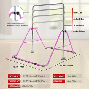 <span class=keywords><strong>Barra</strong></span> de <span class=keywords><strong>dominadas</strong></span> para niños con base de trampolín, estructura de acero, altura ajustable, entrenamiento de gimnasia, ejercicio en casa para niños - Product Image 2