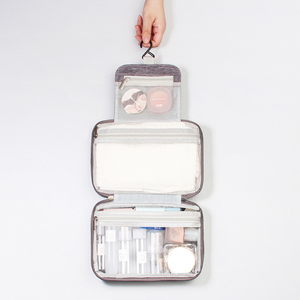 Fashionable Travel Makeup <strong>Wash</strong> <strong>Bag</strong> Waterproof <strong>Compartment</strong> for Toiletry <strong>Bag</strong> with Zipper Closure Reusable Polyester &amp; Letter Patte - Product Image 4