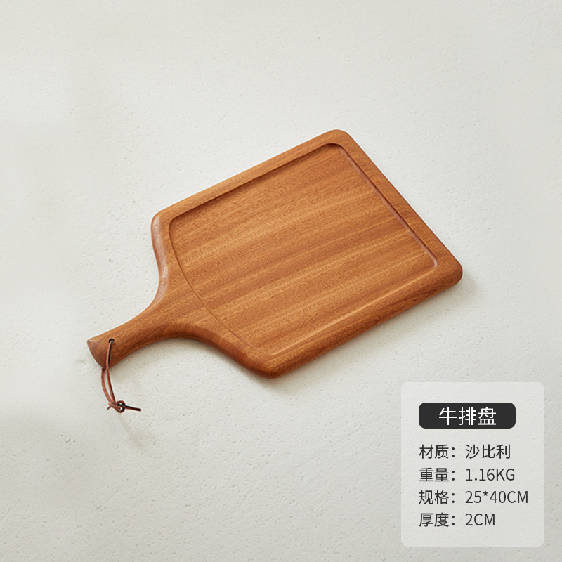Bois massif - Assiette à steak ébène 40*25*2cm