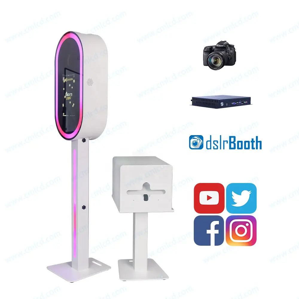 Yazıcı ve kamera Selfie sihirli ayna fotoğraf kabini ile özelleştirilmiş makine dokunmatik ekranı fotoğraf kabini ayna Photobooth makinesi