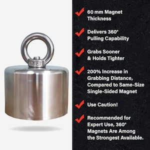 Aimant de <span class=keywords><strong>pêche</strong></span> puissant en néodyme N52, force de traction de 2500 lb, <span class=keywords><strong>360</strong></span>° °   Aimant de récupération magnétique avec œillet - Product Image 3