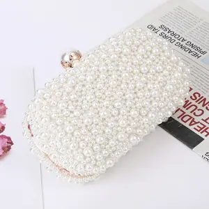 2023 fashion trend handmade beaded wedding pearl bag clutch woman chain korean evening ladies hand bags with pearls