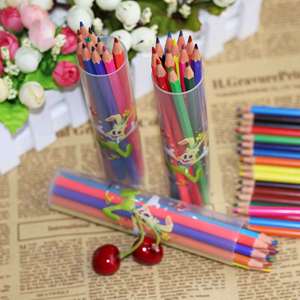 Crayons en bois naturel, design tendance, vente promotionnelle, lot de 12 couleurs standard avec taille-crayon, pour l'école et le bureau - Product Image 4