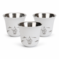 Vente en gros de tasses à espresso en acier inoxydable de 60 ml (2 oz), tasses à café arabes Cawa, mini tasses à café à double paroi
