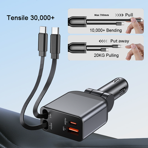 New 4 in 1 Multi Functional private fast Charging Adapter retractable car charger 3-in-1 fast charging for backseat - Product Image 4