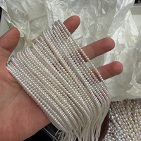 Perles d'eau douce semi-rondes de 3 mm, mini-perles fines, chaîne semi-fini pour clavicule, brin DIY, 39 cm