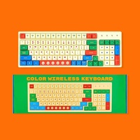 Clavier mécanique sans fil bimodal à blocs de couleur, design élégant pour ordinateurs portables et tablettes, usage bureau et domicile, unisexe