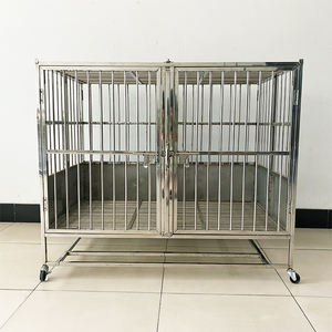 กรงสุนัขพับได้กรงสุนัขคุณภาพสูงทำจากสเตนเลสสตีลสำหรับสุนัขสองประตูกลางแจ้ง - Product Image 2