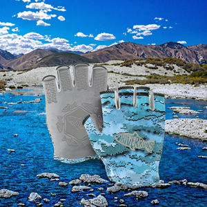 Gants de pêche à la mouche personnalisés en gros, sans doigts, protection solaire UV50+, respirants, en Spandex, avec poignées antidérapantes et extensibles - Product Image 3