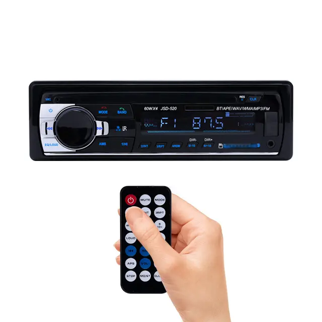 Reproductor mp3 Universal de 1 Din para coche, radio fm, receptor de Radio estéreo, USB, SD, mando a distancia Aux