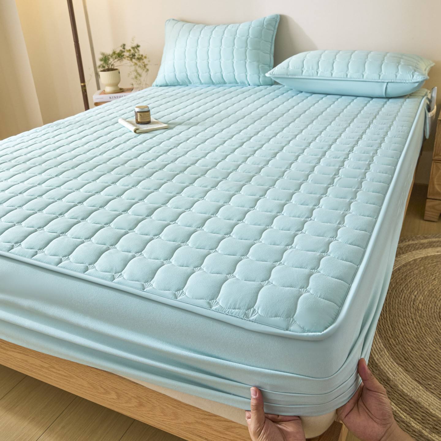 Gorro de rejilla de fresa [verde agua]]