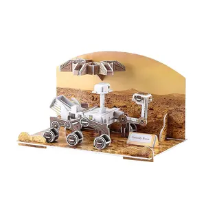 ปริศนาจิ๊กซอว์กระดาษ DIY ปี3D,โมเดลโรเวอร์ความอยากรู้ของดาวอังคารสำหรับเด็กที่มีจรวดดาวเทียมรถโรเวอร์