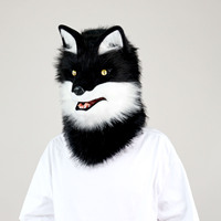 Masque de renard en peluche PP personnalisable, couvre-visage intégral, tête d'animal en fourrure, accessoire de cosplay pour tête entière, portable