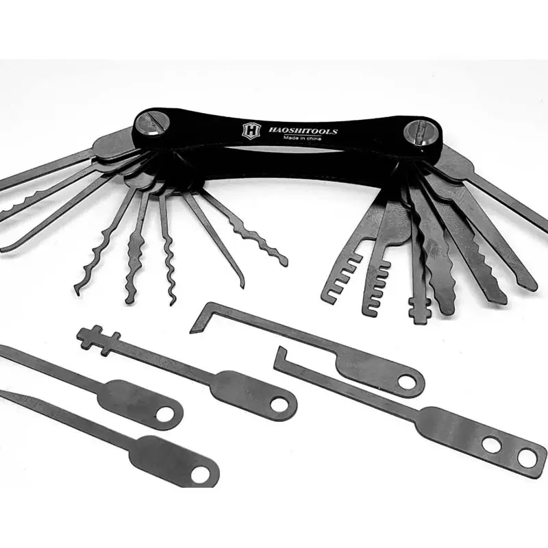 Nuevas herramientas Haoshi, llavero plegable, cuchillo, herramienta de selección plegable, estilo 20 en 1, juego de selección de cerradura, herramienta de cerrajero