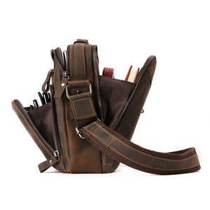 Bolso cruzado para hombre Dujiang, de cuero Crazy Horse, de gran capacidad, para negocios y viajes de ocio. - Product Image 3