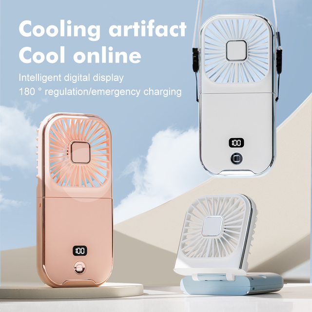 Ventilador Foldable Neck Hanging Fan USB Handheld Portable Fan Wearable Folding Fan
