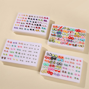 Boucles d'oreilles pour enfants, ensemble de pierres précieuses en résine de fruits colorés, hypoallergéniques, bijoux cadeaux - Product Image 2