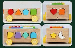 Juguete Educativo de Madera para Clasificar Formas con Forma de Coche |   Seguro, Brillante y Compacto para Niños Pequeños - Product Image 4