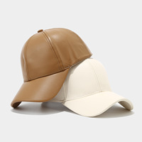 Gorra de Béisbol Vintage de Cuero PU Estilo Europeo Americano, Ajustable, de 6 Paneles, Suave, para Otoño, Protección Solar, con Visera