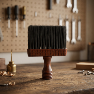 Brosse à raser et à barbe carrée pour homme Custom Shave Edge SE-1882, manche en métal, poils synthétiques - Product Image 4