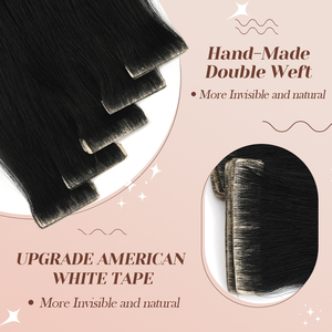 Extensions de cheveux de luxe à double trame, invisibles, à injection, en bandes adhésives, cheveux humains vierges bruts avec cuticules alignées, trame invisible, trame de peau sans couture en PU - Product Image 2