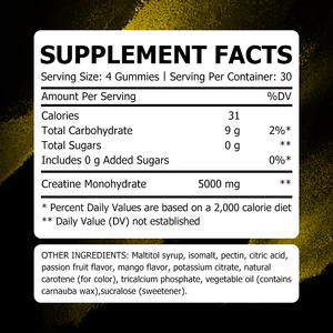 Gummies de créatine monohydrate de haute qualité, best-seller, saveur mangue + fruit de la passion, améliore l'énergie, la force et la récupération musculaire - Product Image 2
