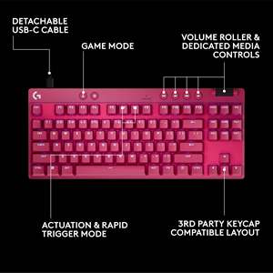 Clavier de jeu filaire <span class=keywords><strong>Logitech</strong></span> G <span class=keywords><strong>PRO</strong></span> X TKL Rapid Tenkeyless avec commutateurs analogiques magnétiques, claviers de jeu PC RGB-magenta, <span class=keywords><strong>Pro</strong></span> - Product Image 6