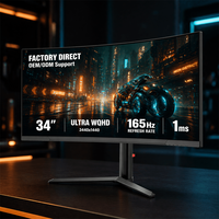 Moniteur incurvé grand format 34 pouces 165Hz 1ms 1500R 4K UWQHD pour moniteur incurvé 34 pouces et moniteur de jeu incurvé - Vente en gros usine