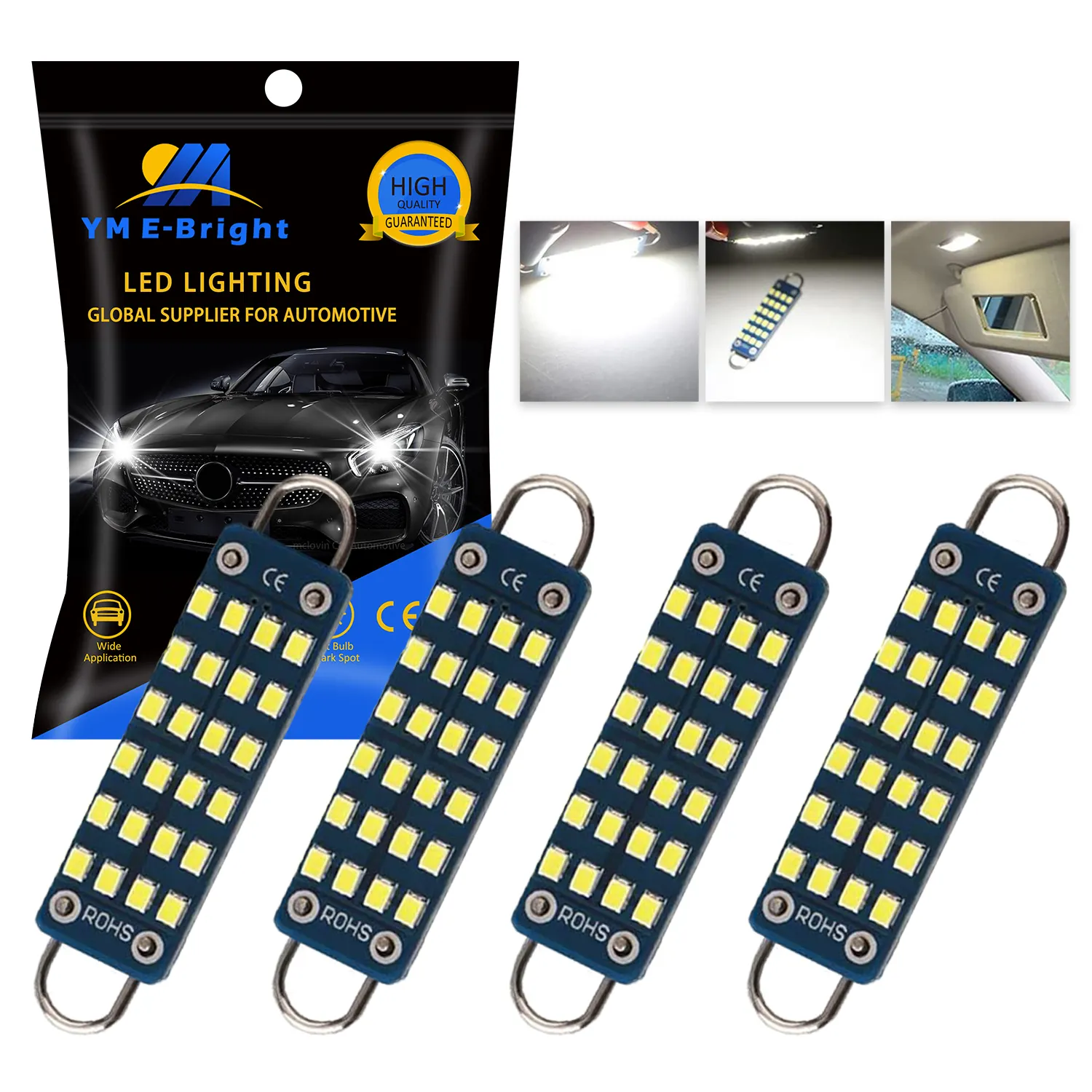 Dome Light C10W C5W 2016 24 SMD LED Festoon 44mm 12V White bulbs for cars License plate Interior Reading Light 8000K