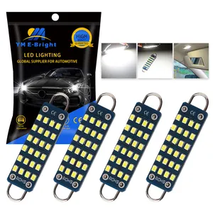 Lampu Kubah C10W C5W 2016 24 SMD LED Festoon 44Mm 12V Bola Lampu Putih untuk Mobil Lampu Baca Interior Plat Nomor 8000K